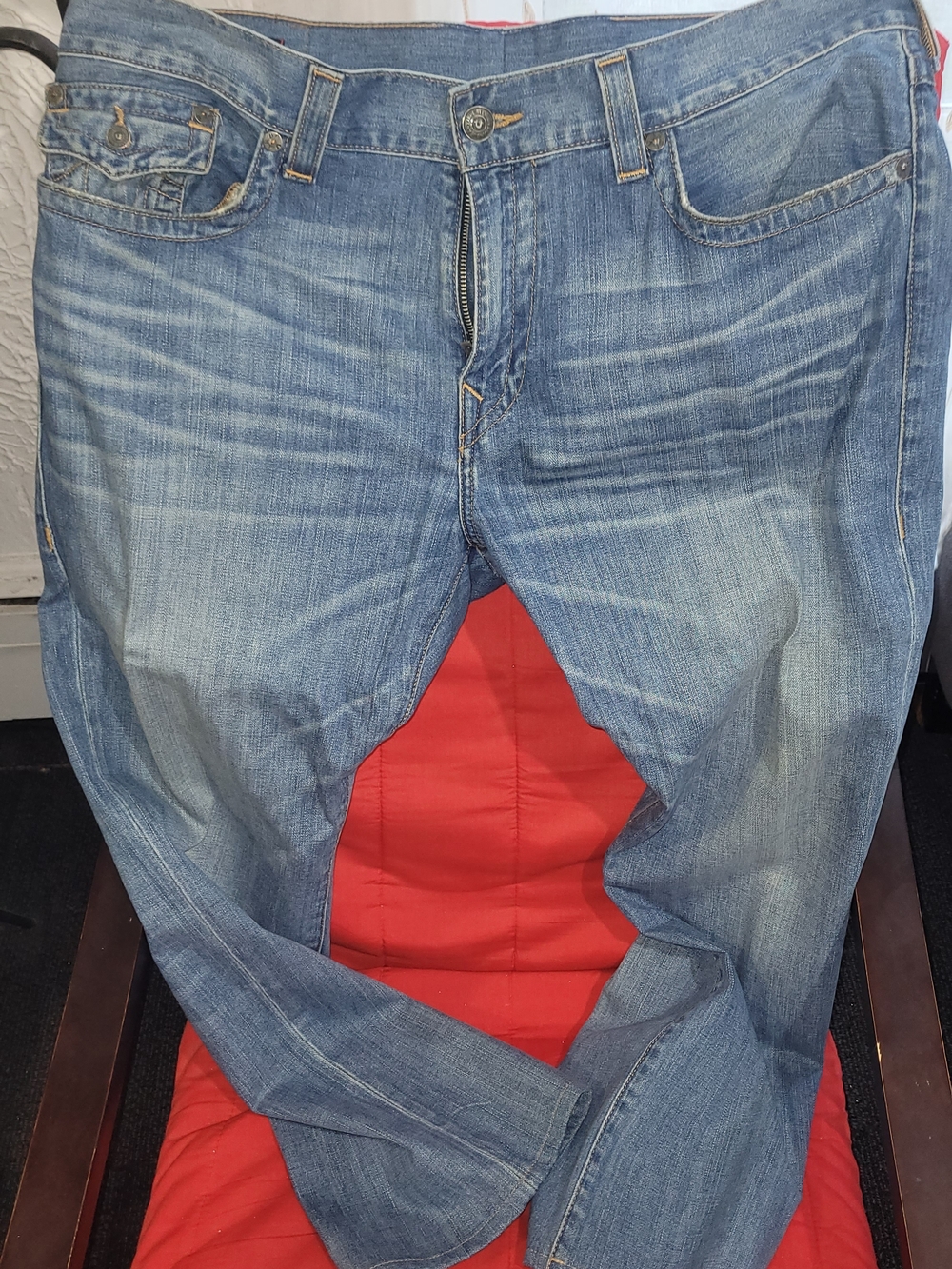 True Religion Men's Light Blue Washed Relaxed Jeans